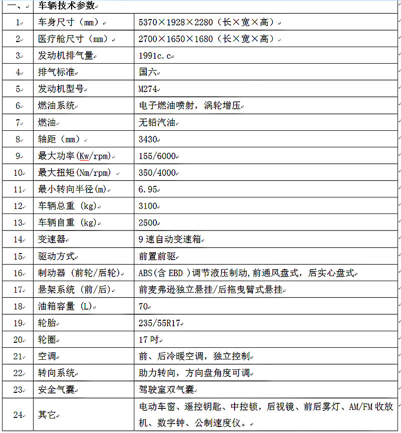 國六奔馳監護型救護車